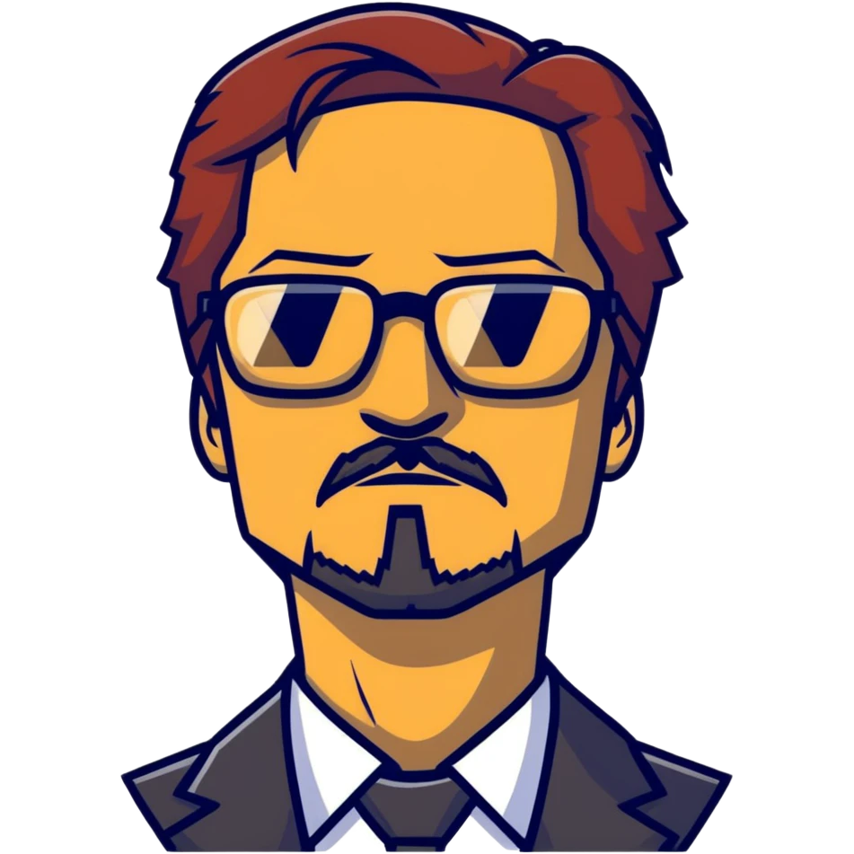 Tony Stark with stylish glasses, goatee beard emoji