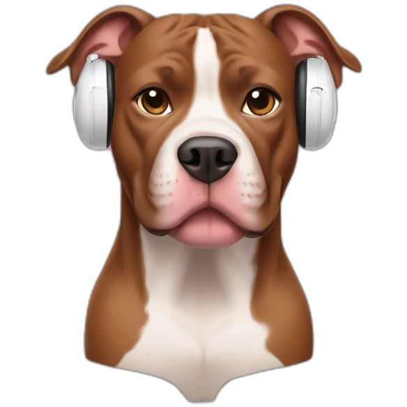 Brown Pitbull wearing iPhone and AirPods  emoji