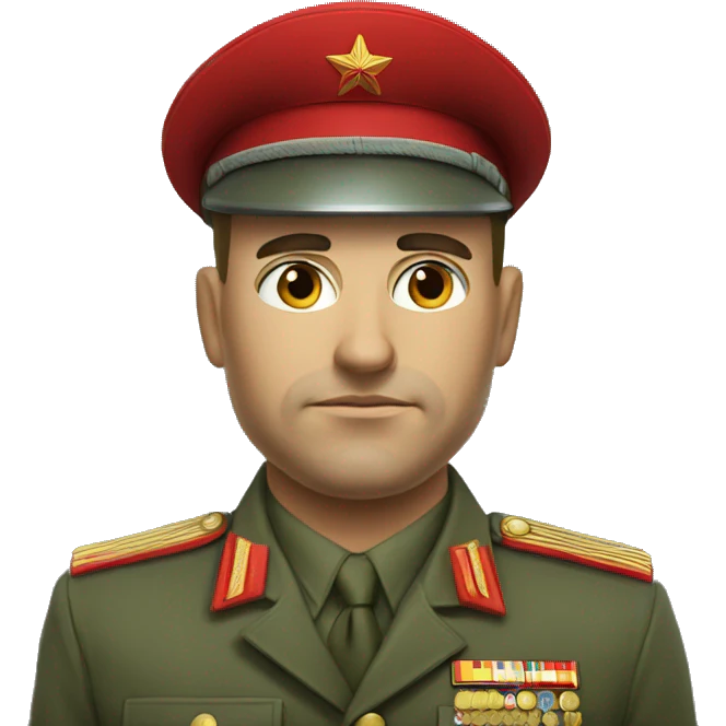 realistic ussr soldier serious with military takes emoji