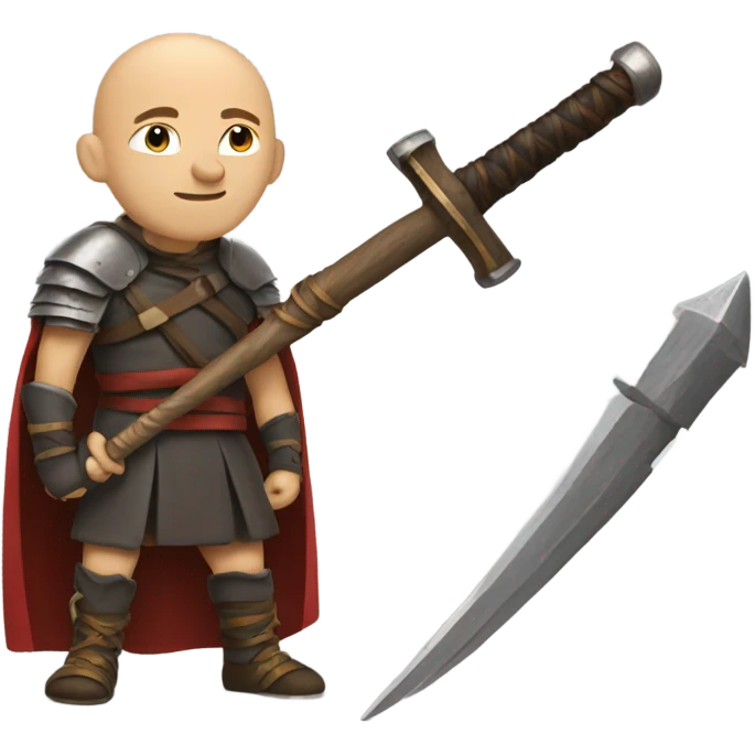 bald warrior with sword and hammer emoji