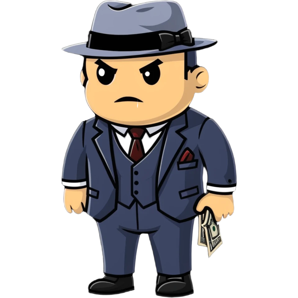 tough mafia gangster with pinstripe suit emoji