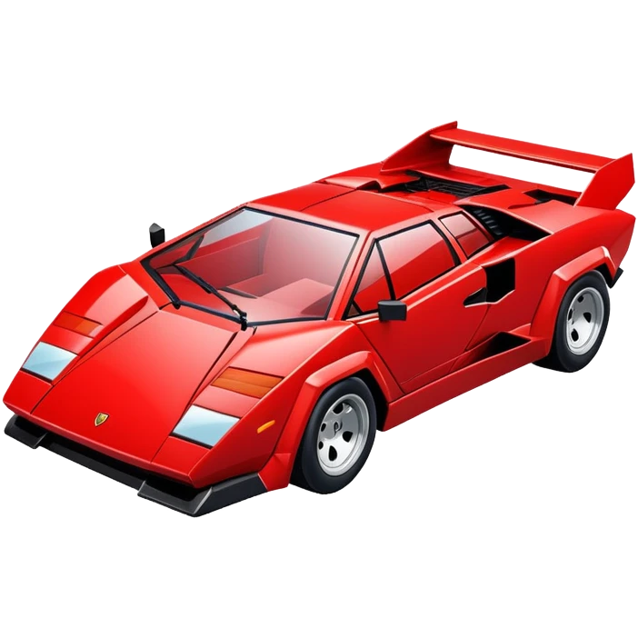 Simplified red Lamborghini Countach sports car, basic geometric shapes, minimal styling emoji