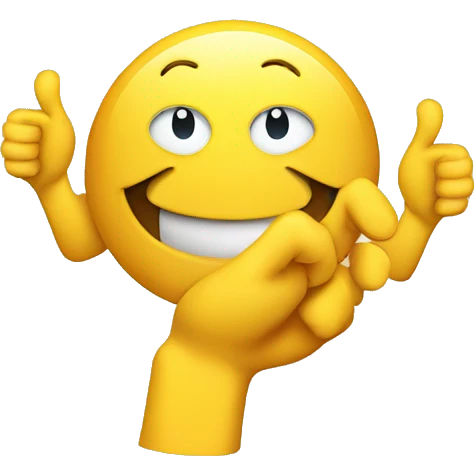 Smiley face with two hands thumbs up emoji