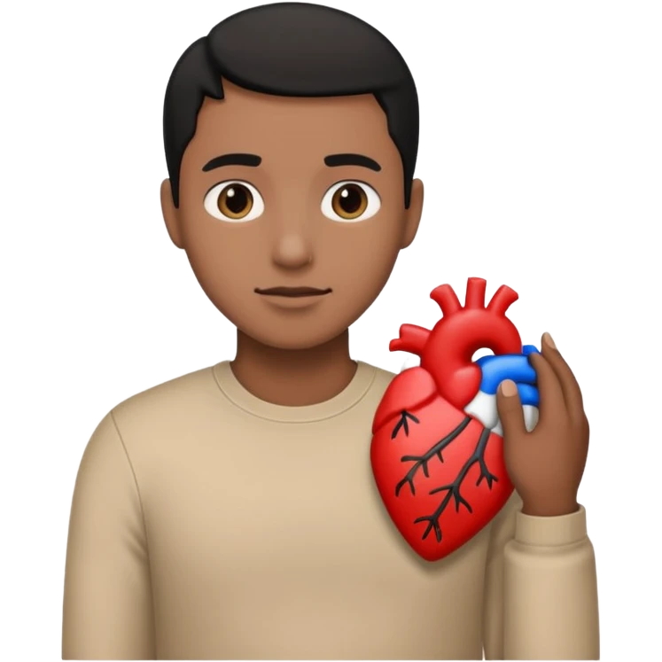 Half of his heart is black and the other half is white. emoji