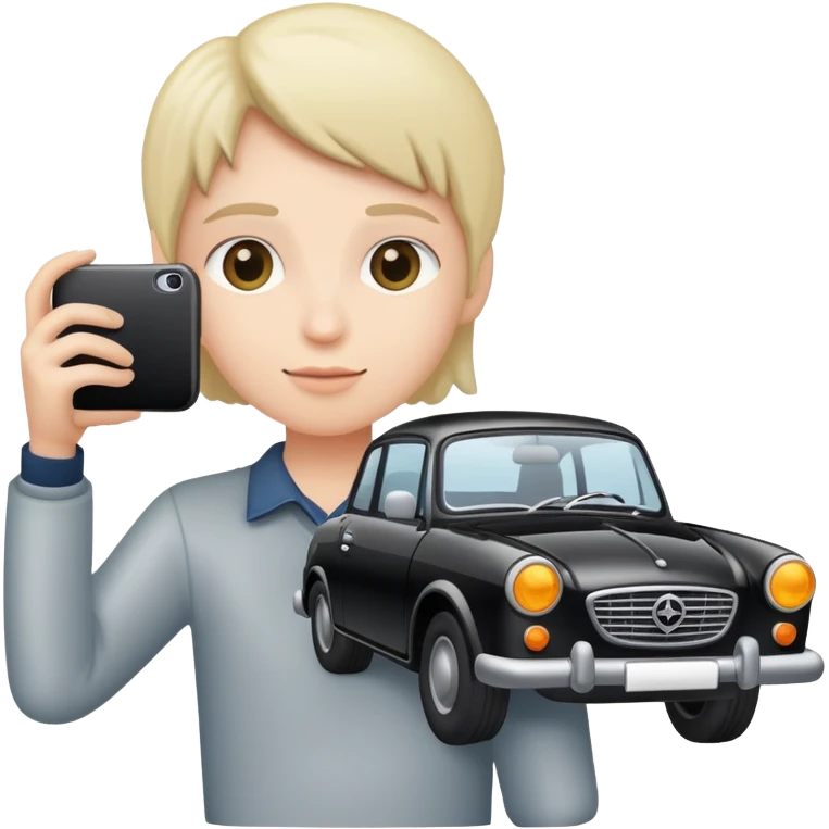person photohgraphing a car emoji