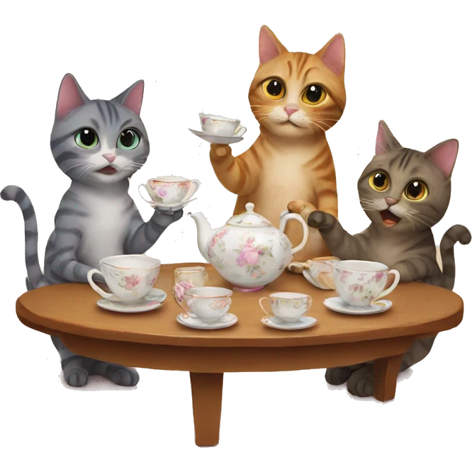 Cats having a tea party emoji