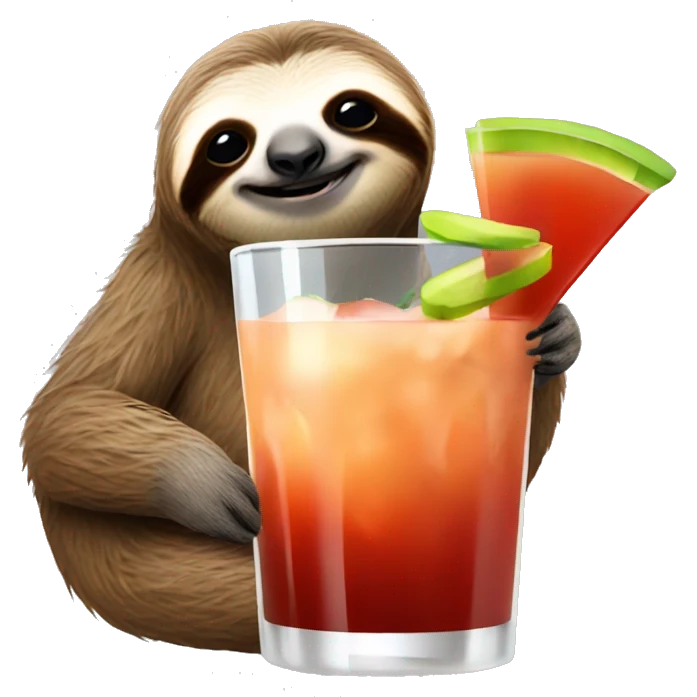 Sloth drinking a Bloody Mary emoji