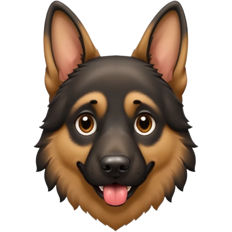 cartoon style dark German Shepherd dog with its tongue hanging out long emoji