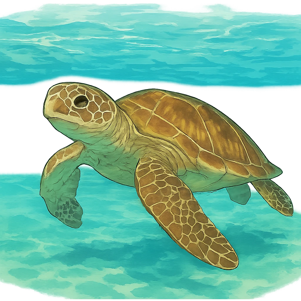 sea turtle in beautiful clear turquoise caribbean sea underwater emoji