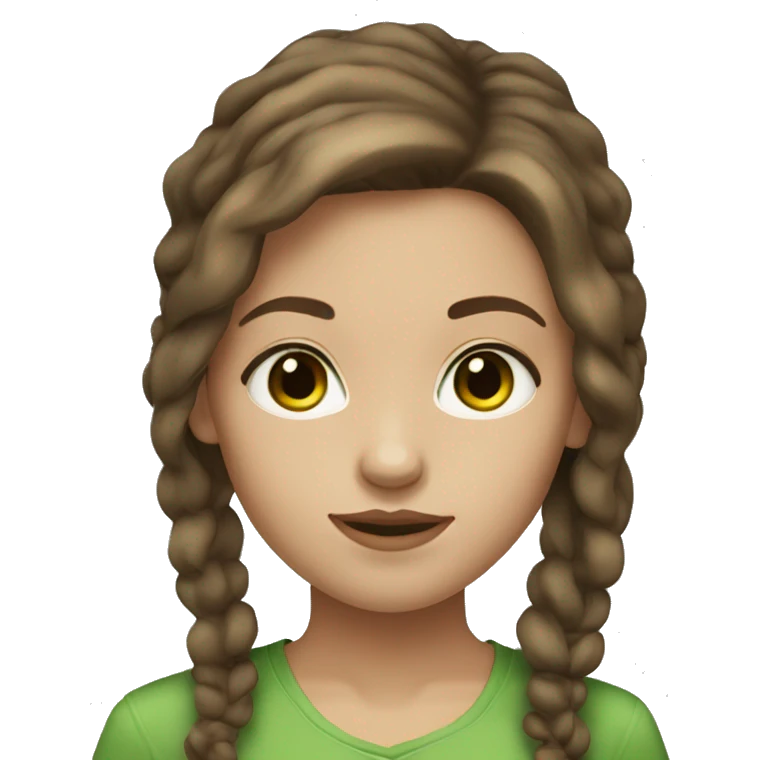 a very light skin girl with  brown  hair and green brown eyes  emoji