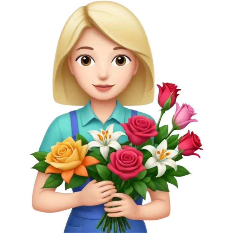 a beautiful bouquet of flowers in the hands of a florist emoji