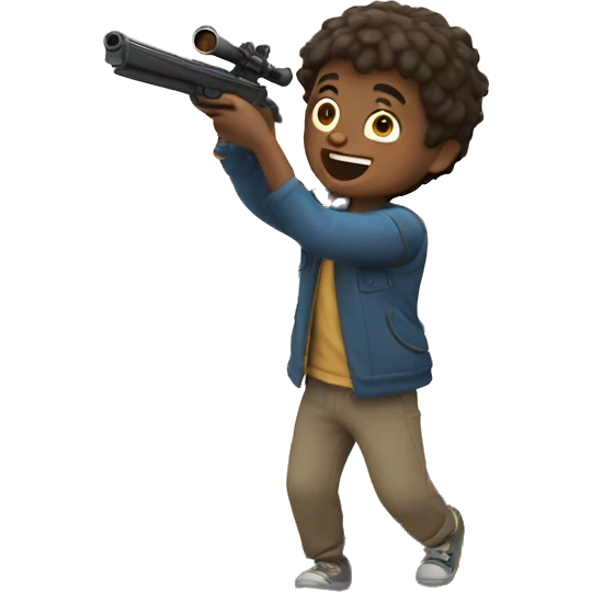 Boy shooting a moon emoji