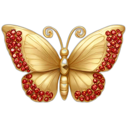 gold butterfly jewel with red heart diamonds emoji