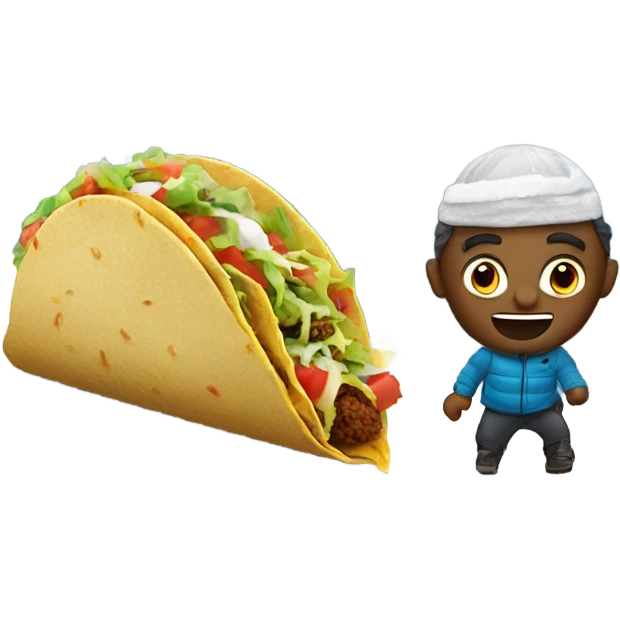 Eating tacos on top of a snow topped mountain  emoji