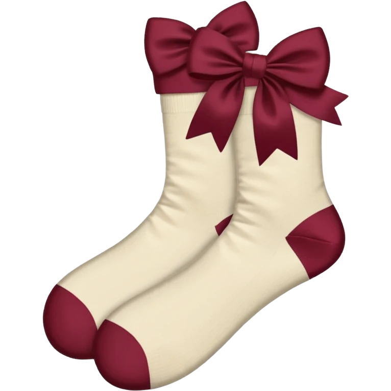 beige socks with a single burgundy bow emoji