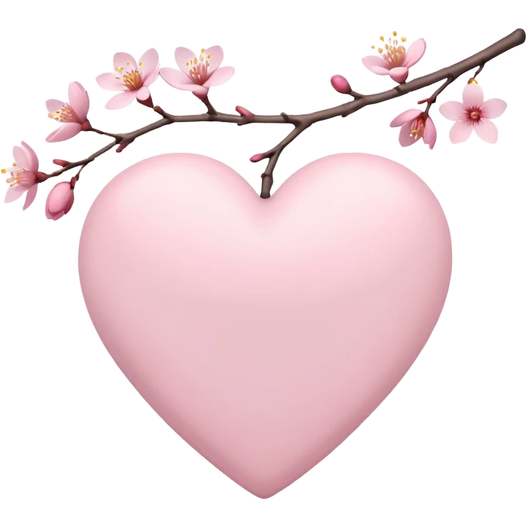 white heart with sakura branch emoji