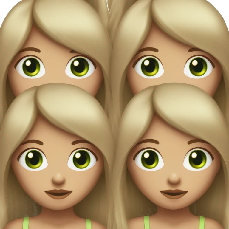 Fille yeux verts brune cheveux long emoji