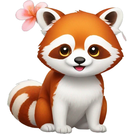 red panda with a flower emoji