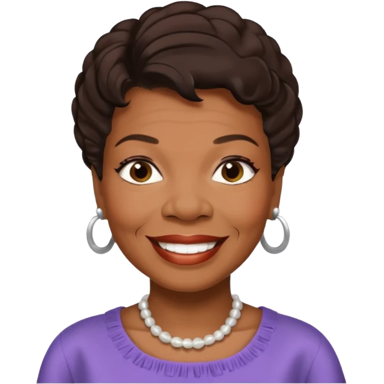 Maya Angelou with dark brown hair emoji