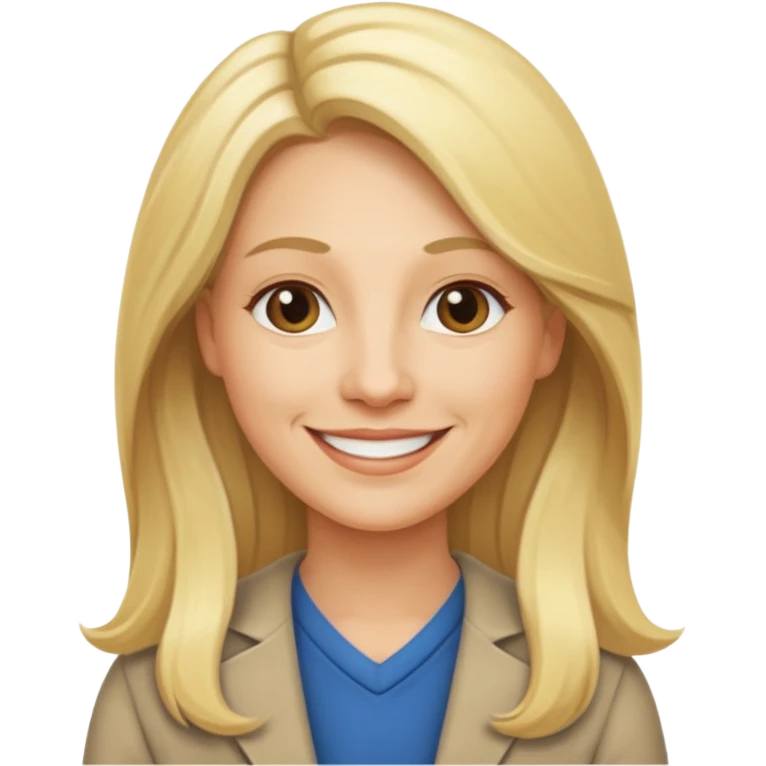 a 40 year old teacher with long blonde hair emoji