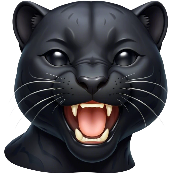 Cinematic Cute Yawning black Panther Portrait Emoji, Head tilted slightly with a dramatic, wide-open yawn, showcasing a sleek, shadowy form with drowsy, half-closed eyes and a relaxed, open expression, Simplified yet irresistibly adorable features, highly detailed, glowing with a soft, cozy dark glow, high shine, relaxed yet expressive, stylized with a dash of whimsical elegance, soft glowing outline, capturing the essence of a drowsy yet affectionate jungle guardian that appears ready to stretch out for a nap! emoji