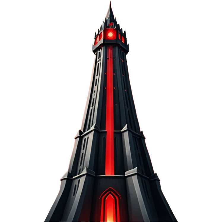 Barad Dúr from Lord of the Rings, Dark, giant Tower, with red beams shooting from the top into the sky emoji
