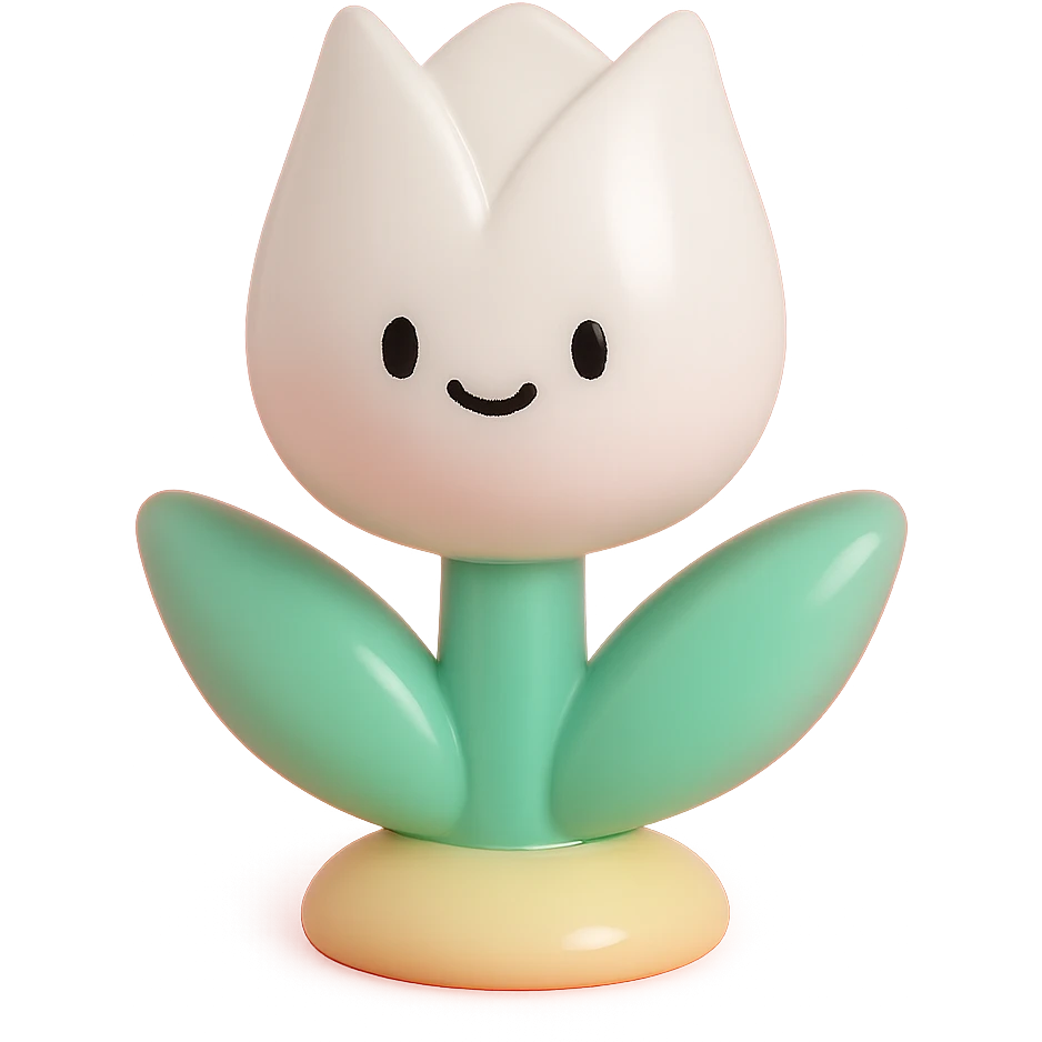 white tulip vinyl figure style emoji