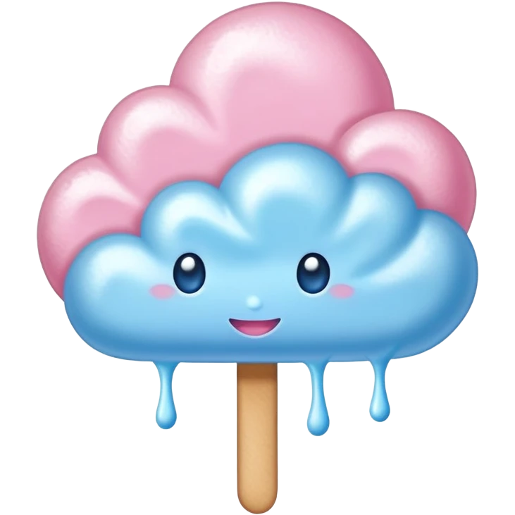 Blue glossy cotton candy cloud with shimmering sugar coating and lustrous shine emoji