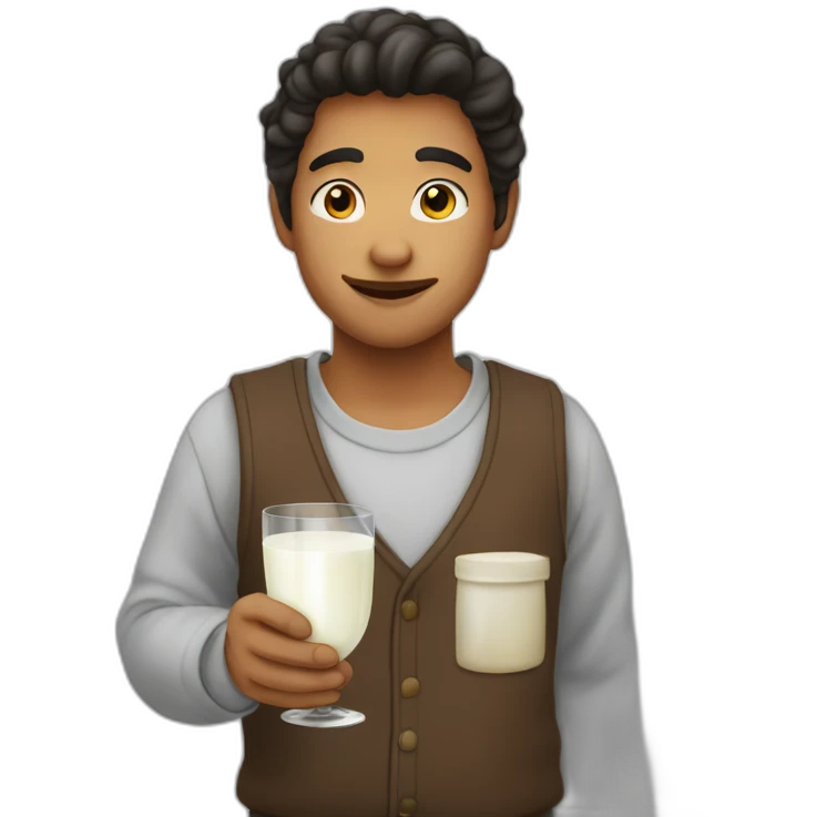 Yanderedev holding a wineglass of milk emoji