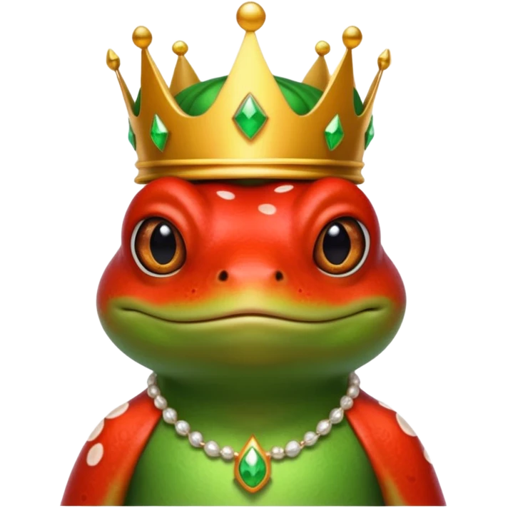 red frog in royal outfit and  emoji
