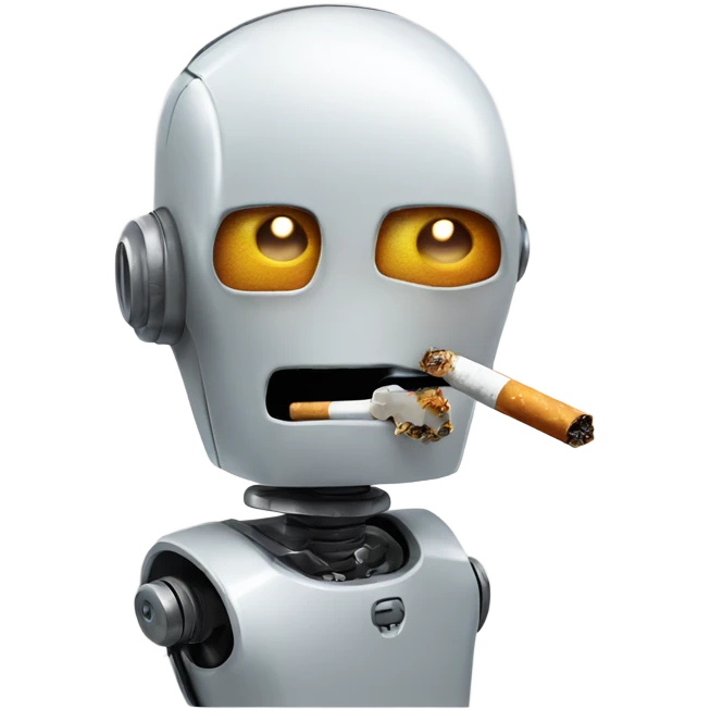 a robot with a cigarette in its mouth emoji