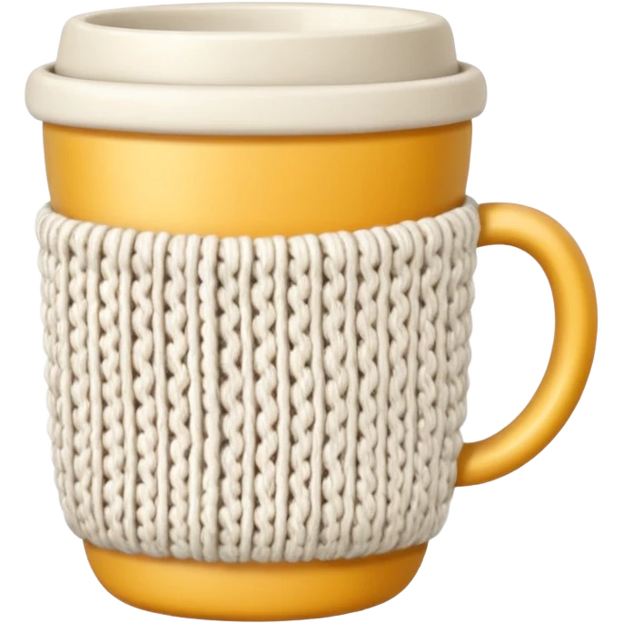 ceramic cup with knit over the cup emoji