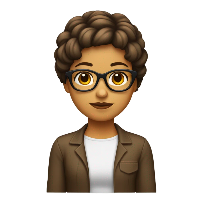 chica con gafas pelo corto liso y castaño emoji