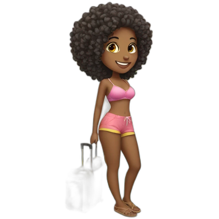 Curly girl on vacation emoji