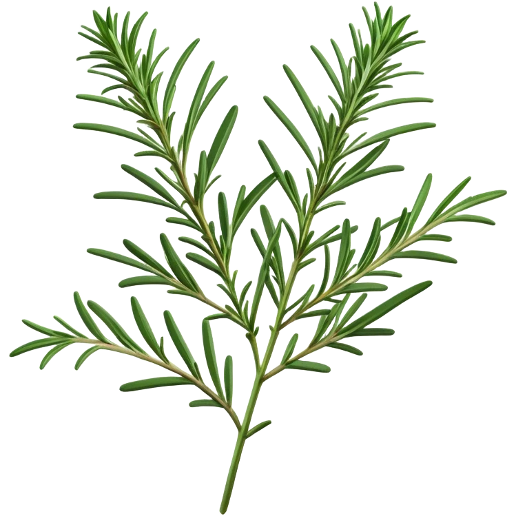 Cinematic Realistic Rosemary Emoji, Fragrant and fresh, with slender green stems covered in needle-like leaves, which release a distinctive herbal scent. The plant seems to exude energy, with soft sprigs of leaves stretching upwards. Soft glowing outline, capturing the essence of earthy healing and aromatic delight in a sprig of rosemary! emoji