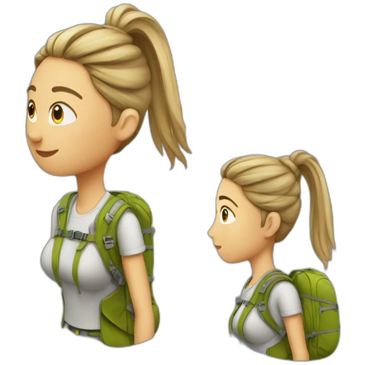 famale Backpackers with ponytail emoji