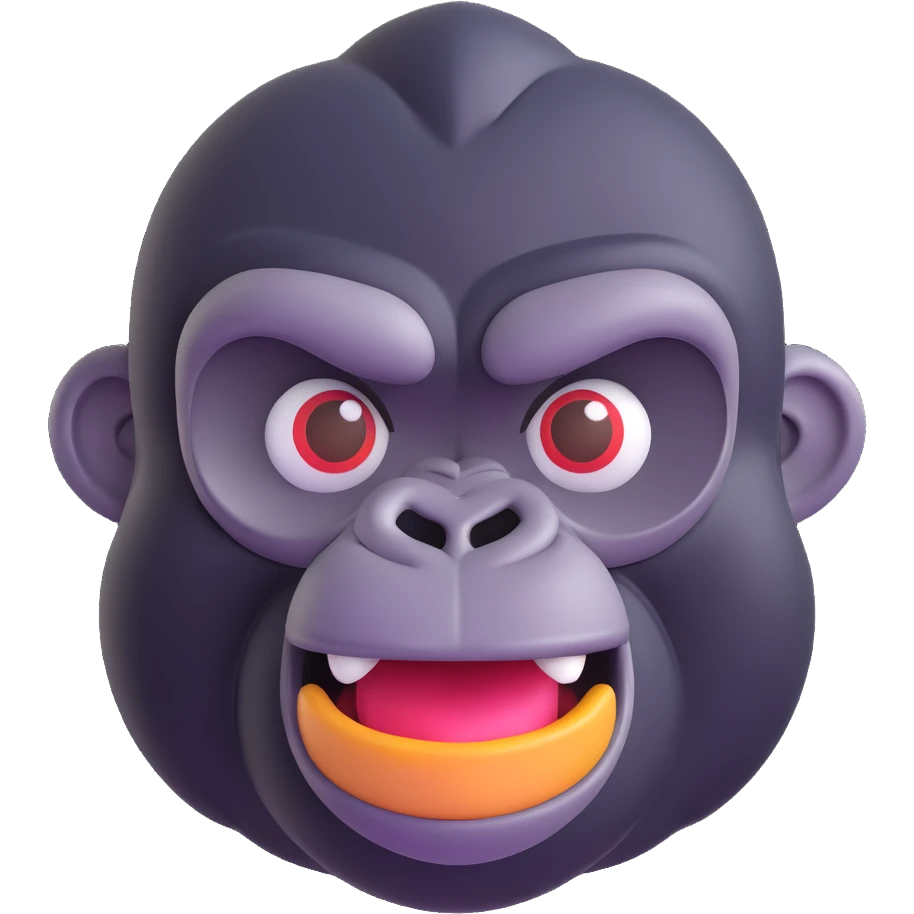 gorilla head, 3D emoji style, soft shading, lively and expressive, suitable for app icon emoji
