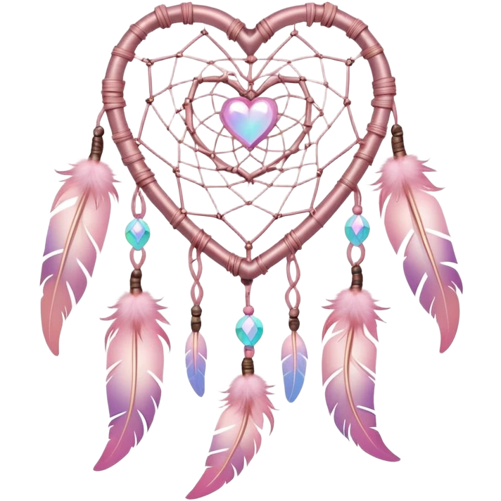 Iridescent pastel pink heart-shaped rosy dreamcatcher emoji