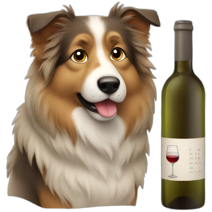 shetland shepherd drinking wine emoji