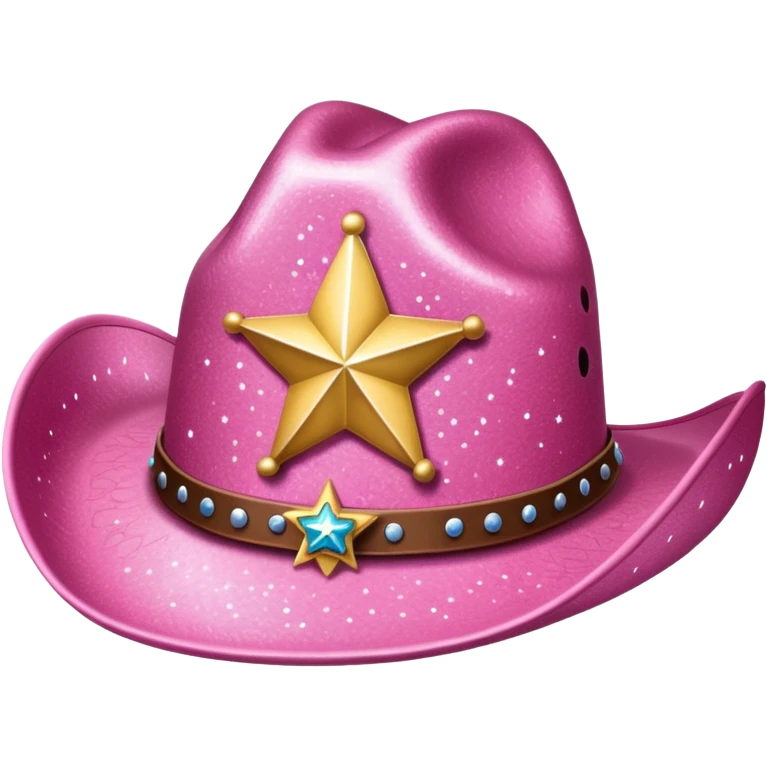pink glittery cowgirl hat whit sherif star emoji