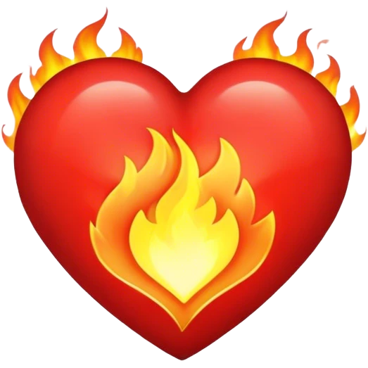 red heart, fire inside heart emoji