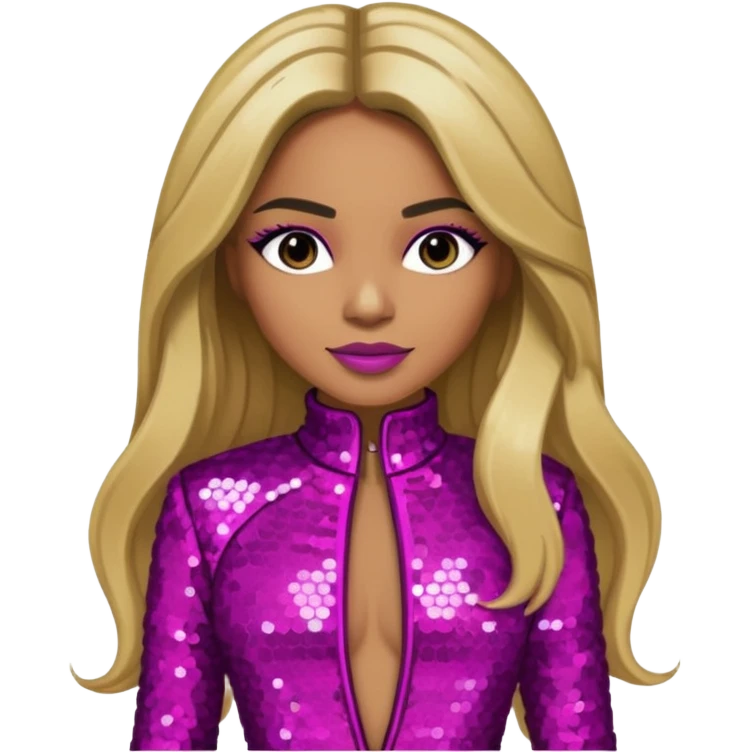 Ciara with long dark blonde hair magenta sequin outfit emoji