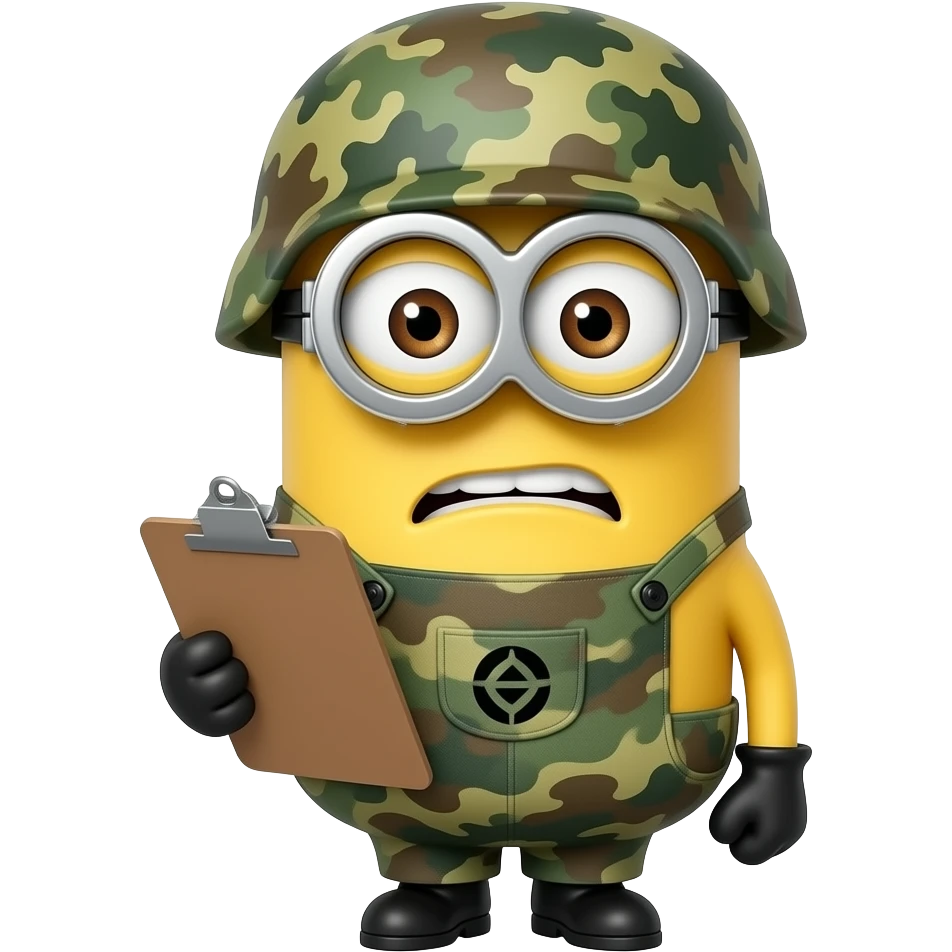 scolding  Minion in army uniform holding clipboard text BAD DiDi emoji