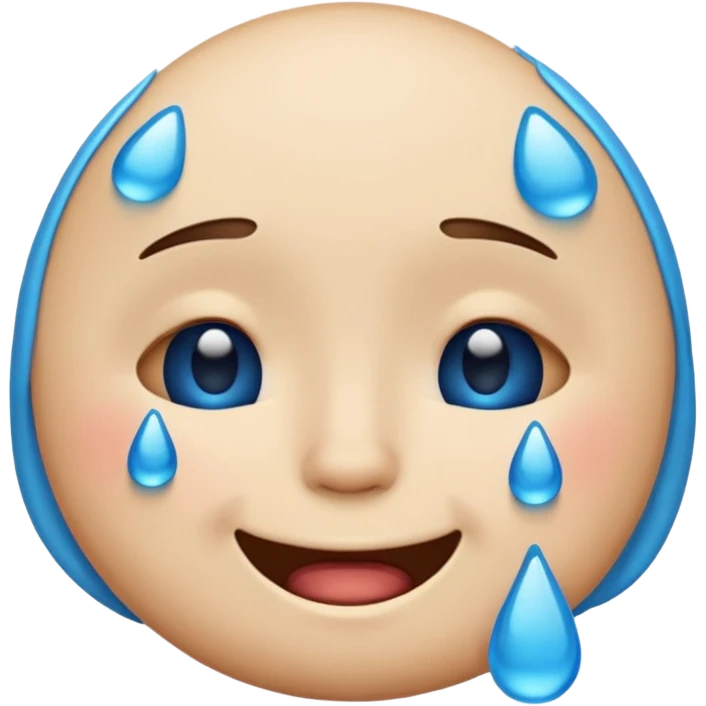 Pleading Face emoji, smiling with closed eyes and two large blue tears—iOS style. emoji