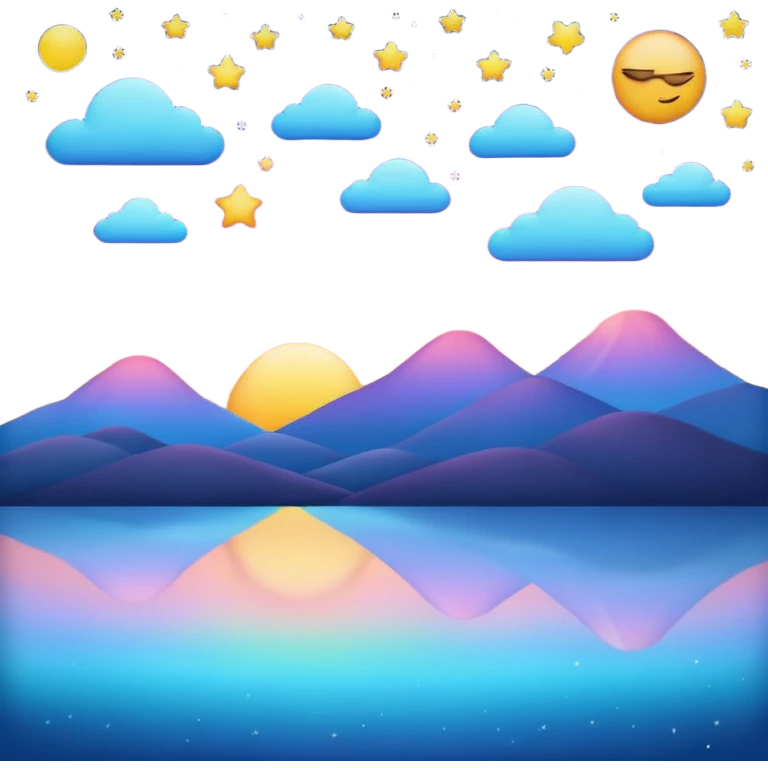 emoji blending sunrise and night sky, no text emoji