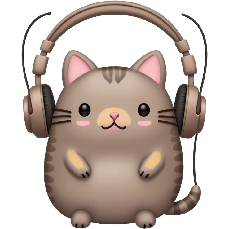 Pusheen with earphones  emoji
