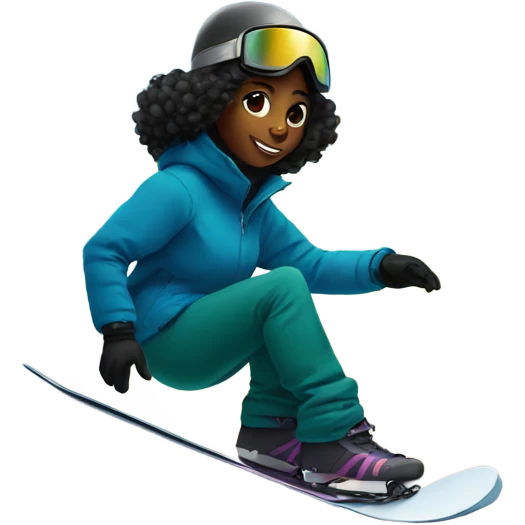 Snowboard black girl on hill emoji