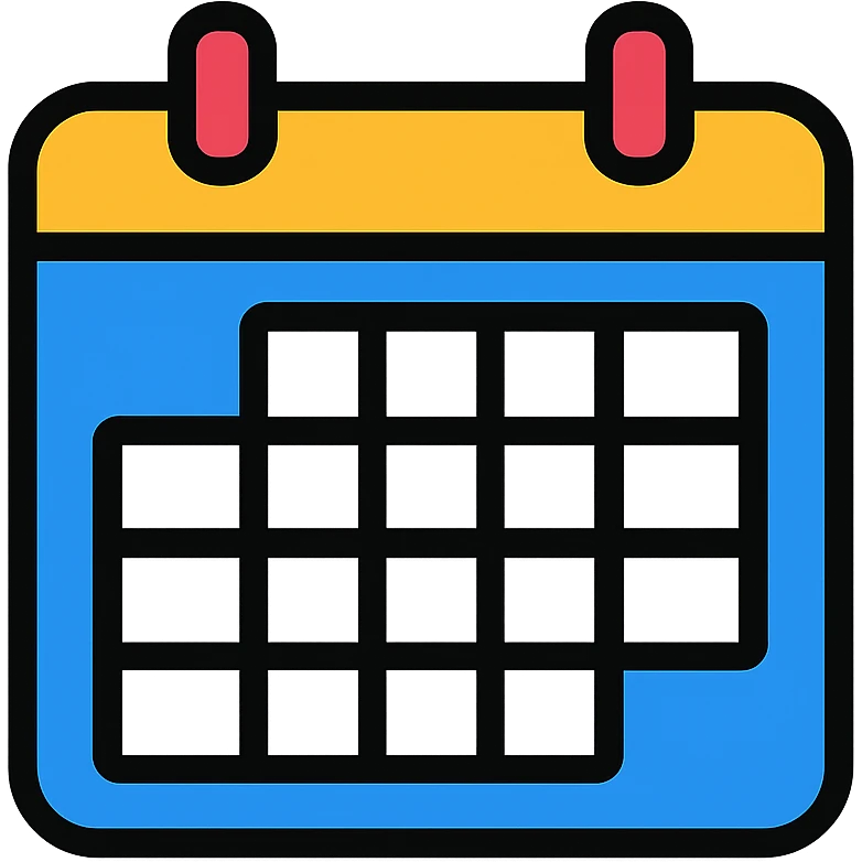blue calendar, simple icon, modern style emoji