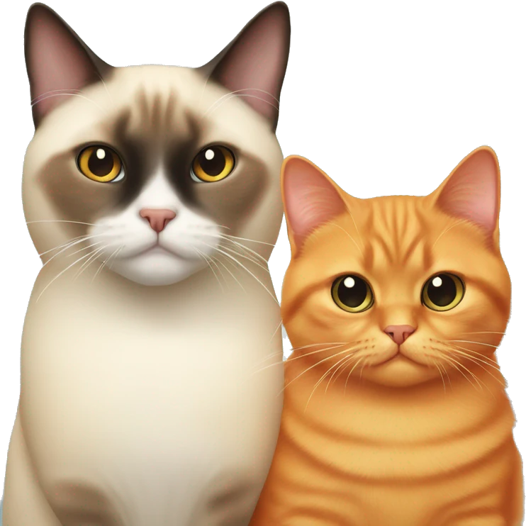 Fat Siamese cat and fluffy orange cat emoji