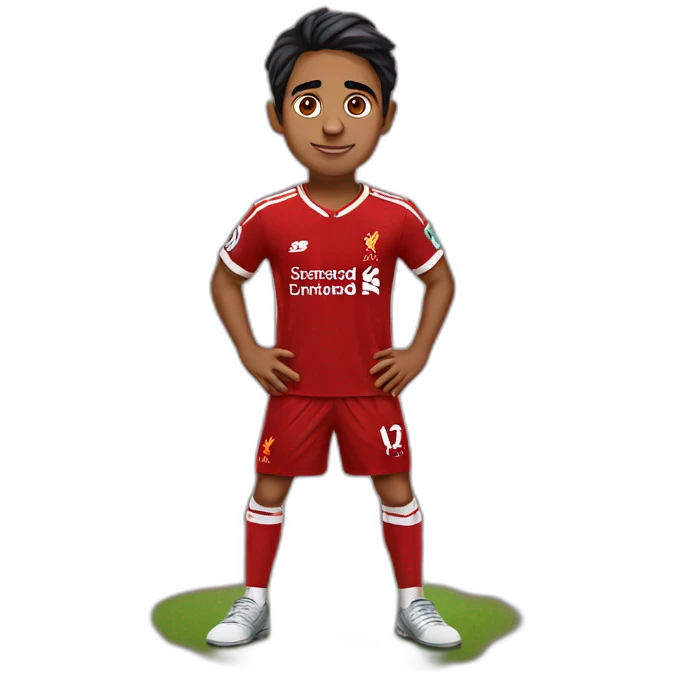 Indian boywearing Liverpool jersey  emoji